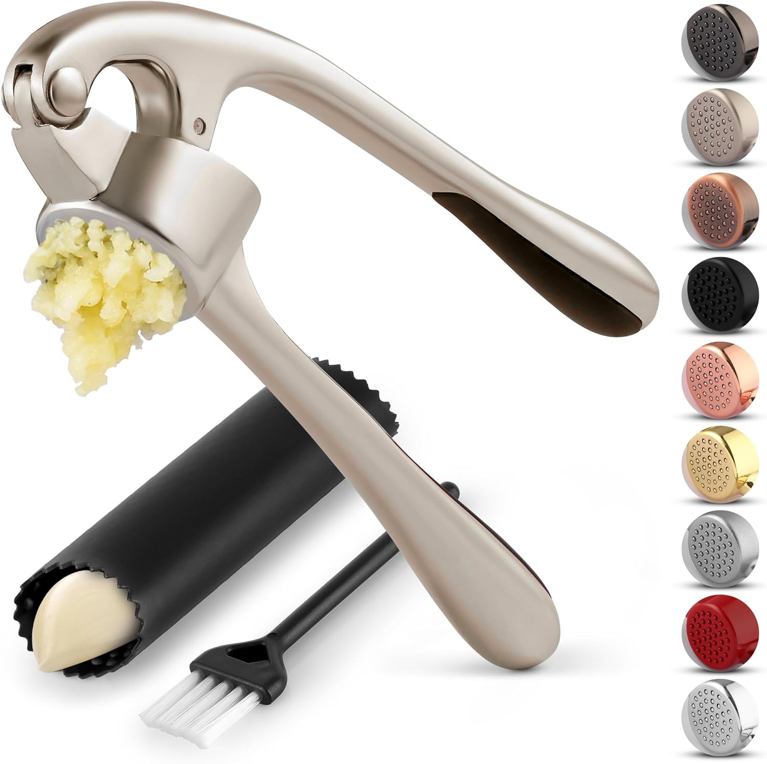 Zulay Kitchen premium garlic press set crushing fresh garlic cloves